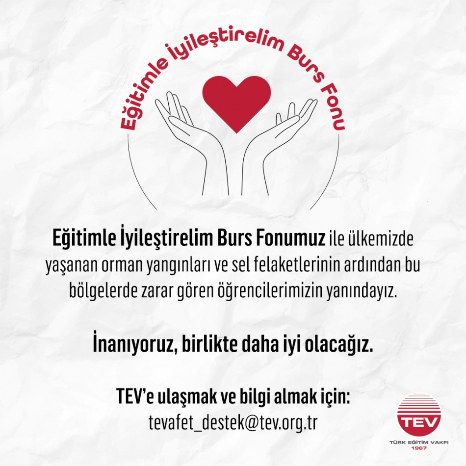 TEV doğal afetlerden zarar gören öğrencilerin yanında
