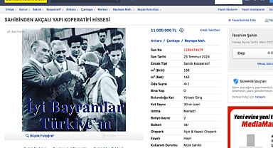 İlan sitelerindeki kontrolsüz! Atatürk fotoğraflı emlak ilanı