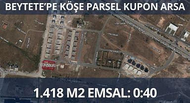 Beytepe'de 1.418 m2 köşe parsel satılık arsa kupon arsa