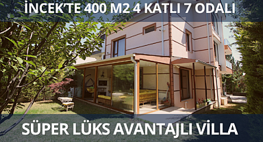 İncek'te bulvara yakın 400 m2 net 7 odalı 4 katlı satılık lüks villa