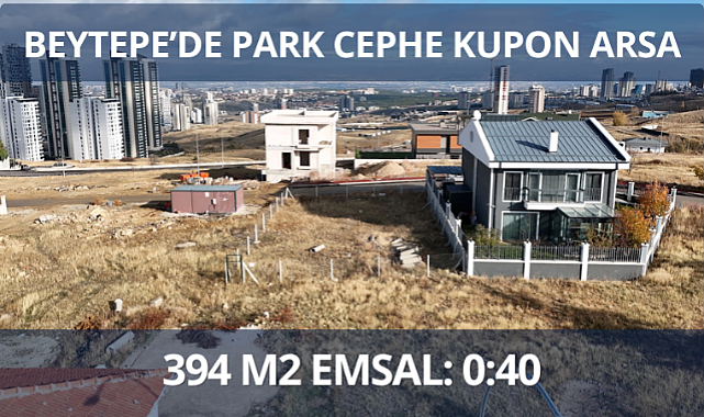 Beytepe'de parka cepheli 394 m² satılık arsa