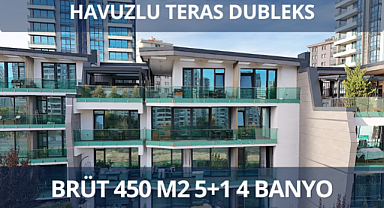 Yaşamkent Akay Neris Sitesinde yatay mimaride havuzlu 5 odalı satılık teras dubleks