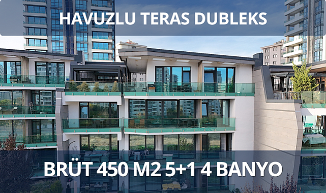 Yaşamkent Akay Neris Sitesinde yatay mimaride havuzlu 5 odalı satılık teras dubleks