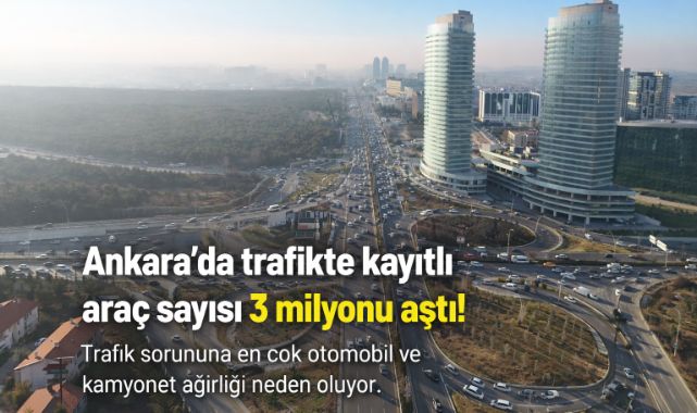 Ankara'da trafikte kayıtlı araç sayısı 3 milyonu aştı