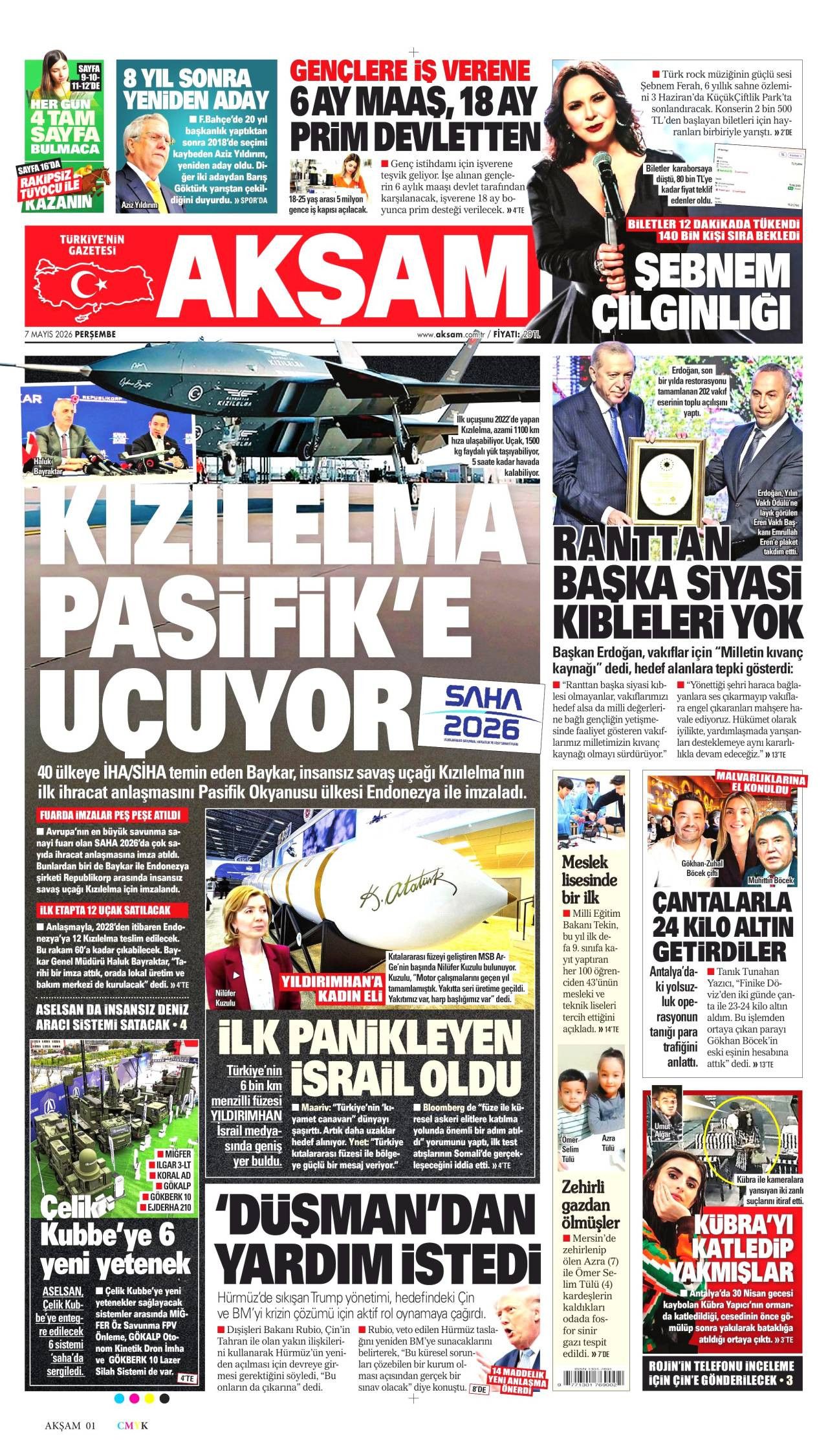 Akşam Gazetesi Gazete Manşeti