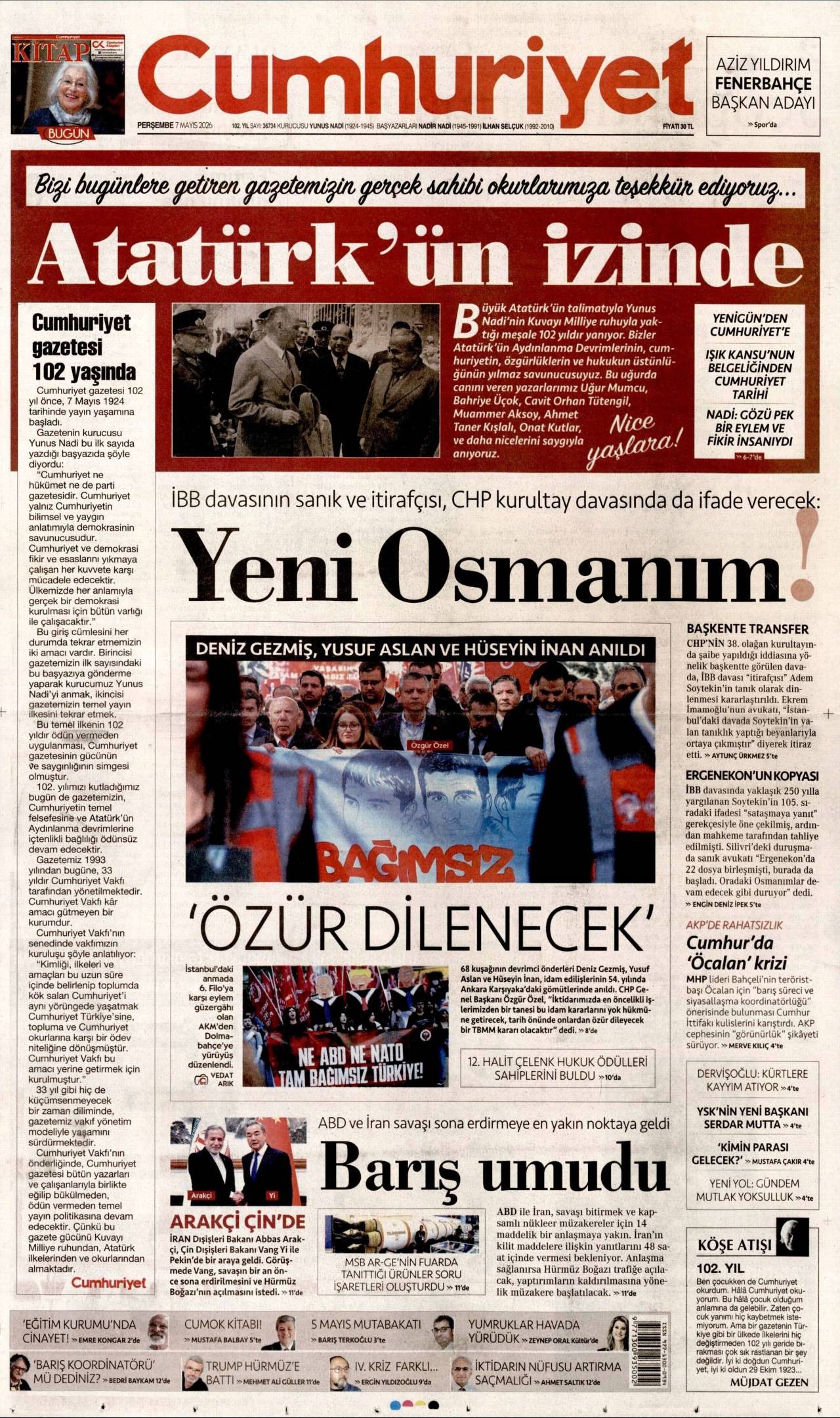 Cumhuriyet Gazetesi Gazete Manşeti