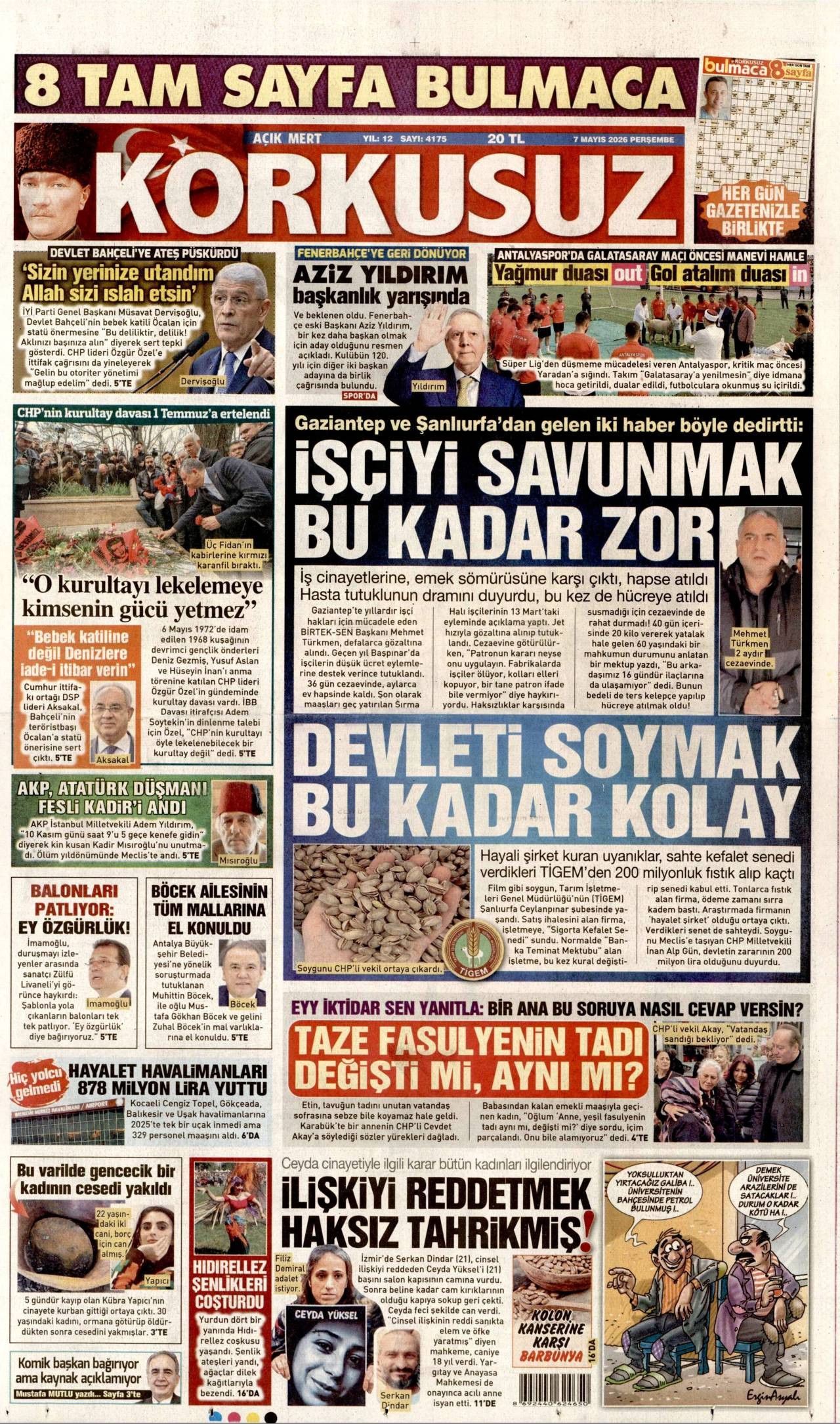 Korkusuz Gazetesi Gazete Manşeti