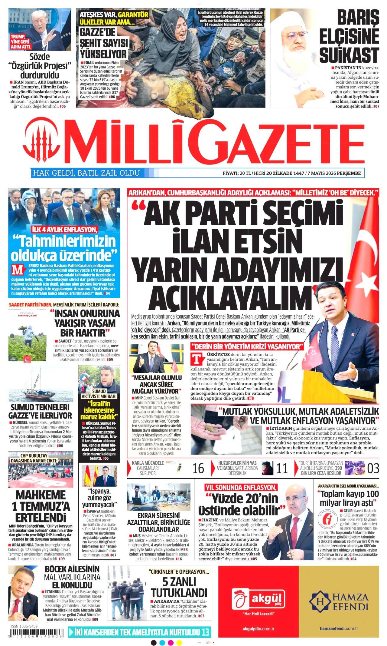 Milli Gazete Gazete Manşeti