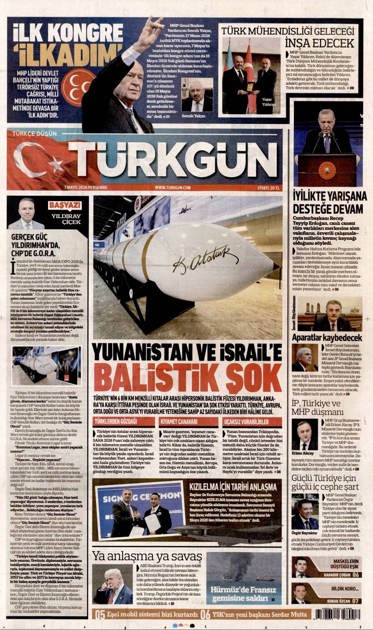 Türkgün Gazetesi Gazete Manşeti