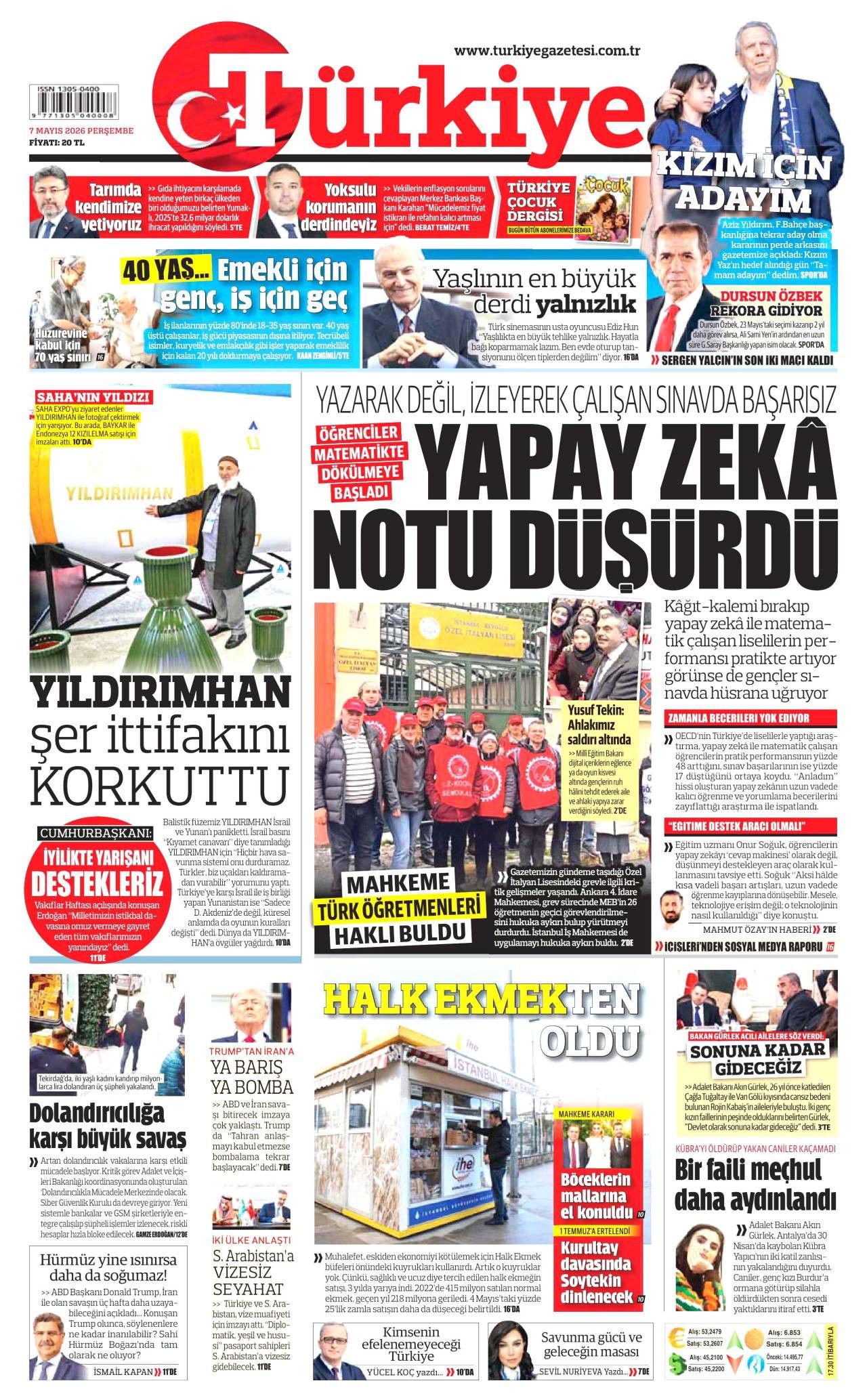 Türkiye Gazetesi Gazete Manşeti