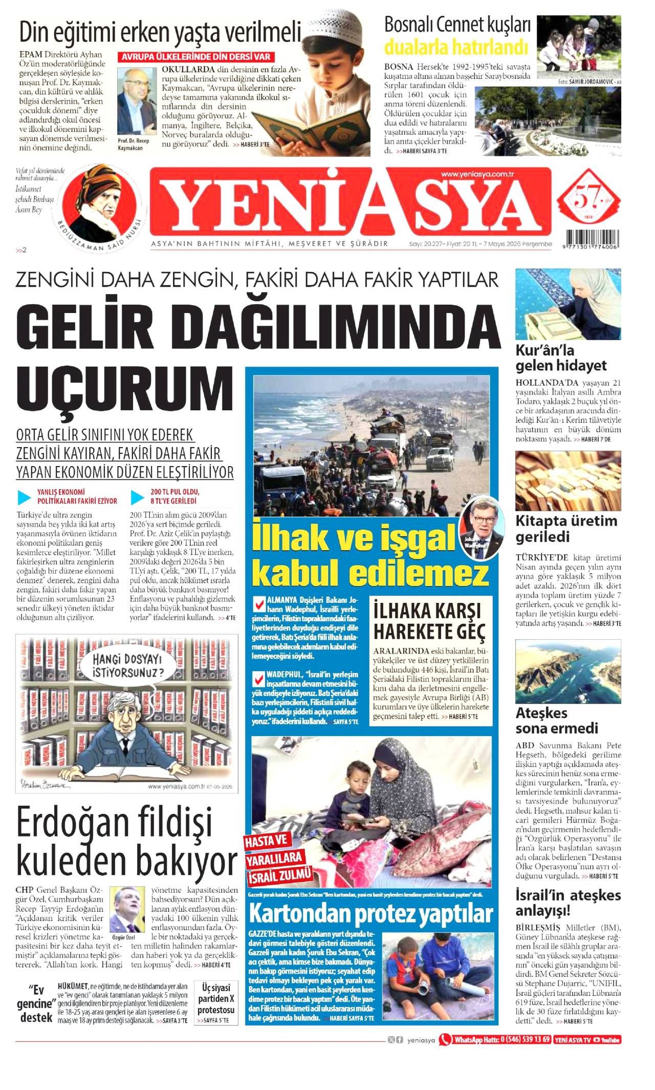 Yeni Asya Gazetesi Gazete Manşeti
