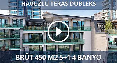 Ankara'da yatay mimaride katta tek havuzlu satılık teras dubleks